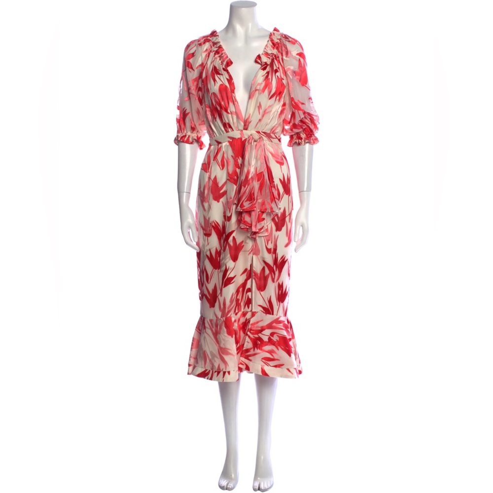Saloni Olivia Floral Midi Dress NWT size 6